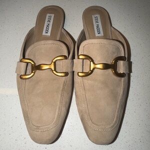 Steve Madden Fortunate Beige Suede Mules